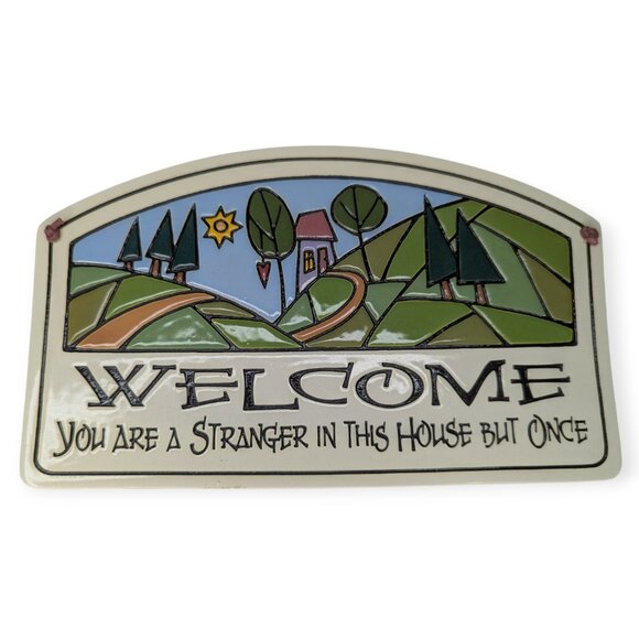 Spooner Creek Real Art Etched in Clay Michael Macone Welcome Hanging Plaque 8" - Picture 2 of 12